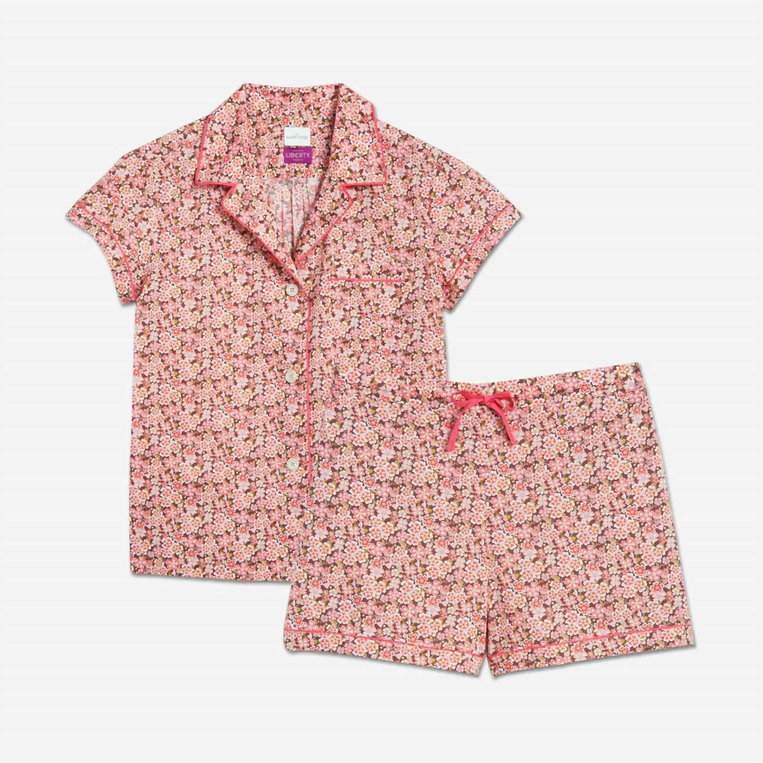 Liberty Print Floral Cotton Classic Short Pj Set In Anoki Rose