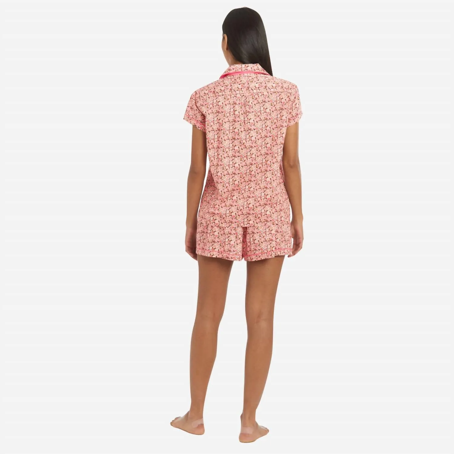 Liberty Print Floral Cotton Classic Short Pj Set In Anoki Rose