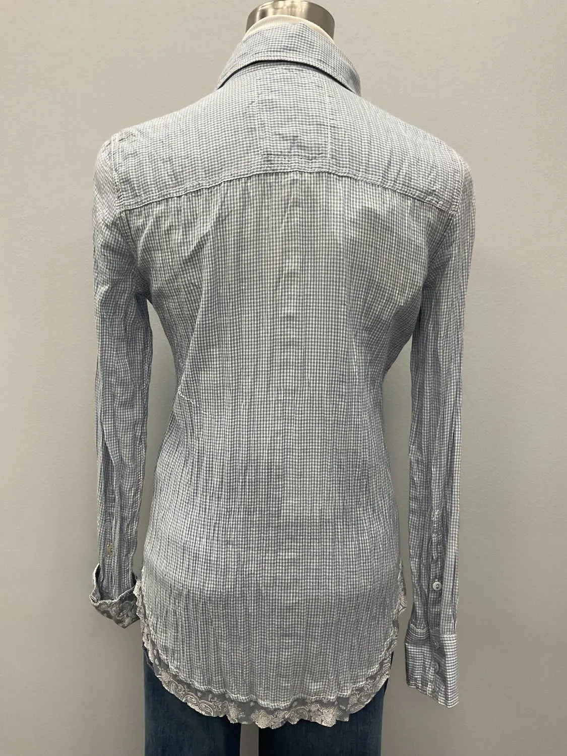 Light Blue Mini Check Cotton Shirt
