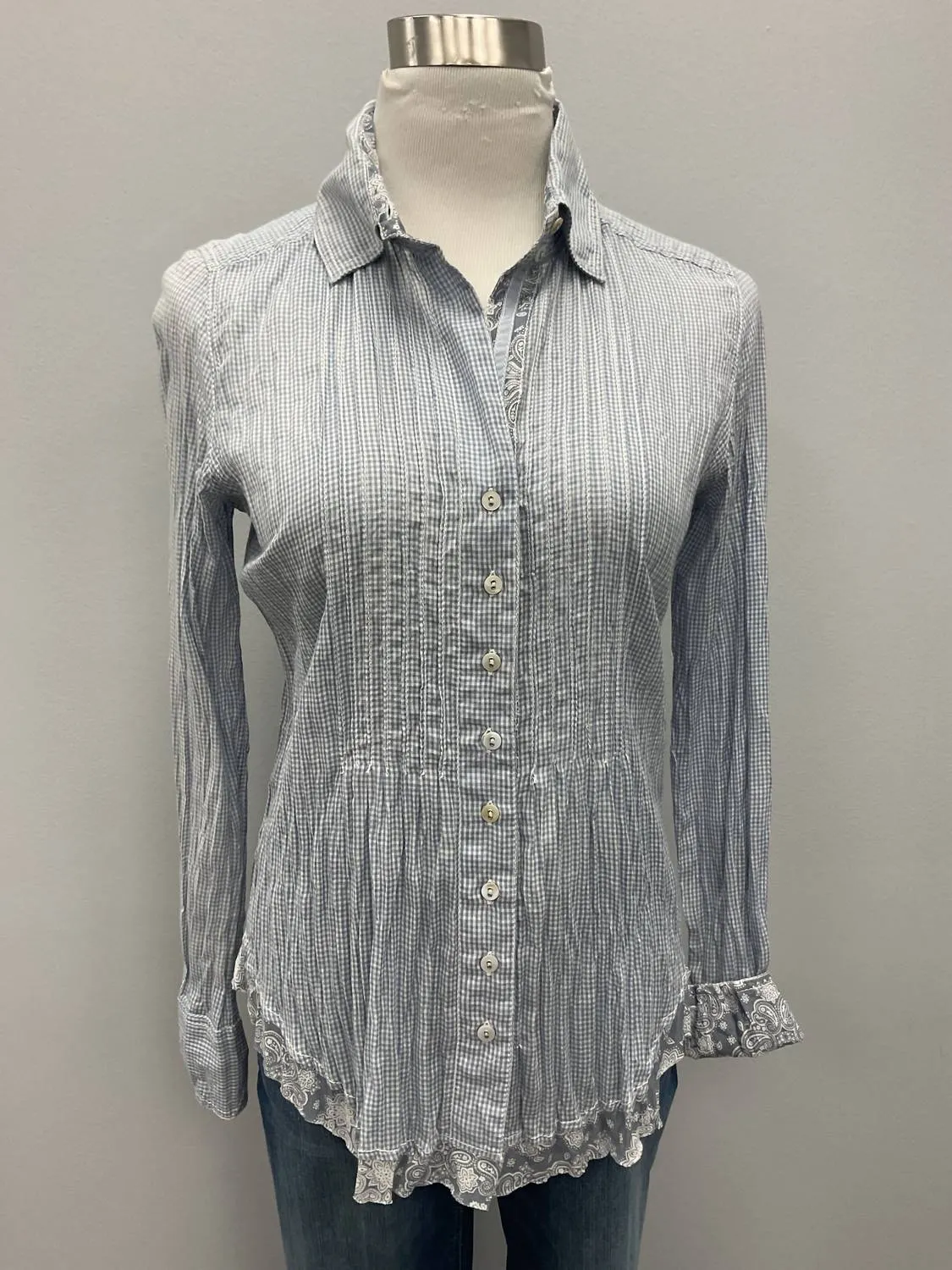 Light Blue Mini Check Cotton Shirt