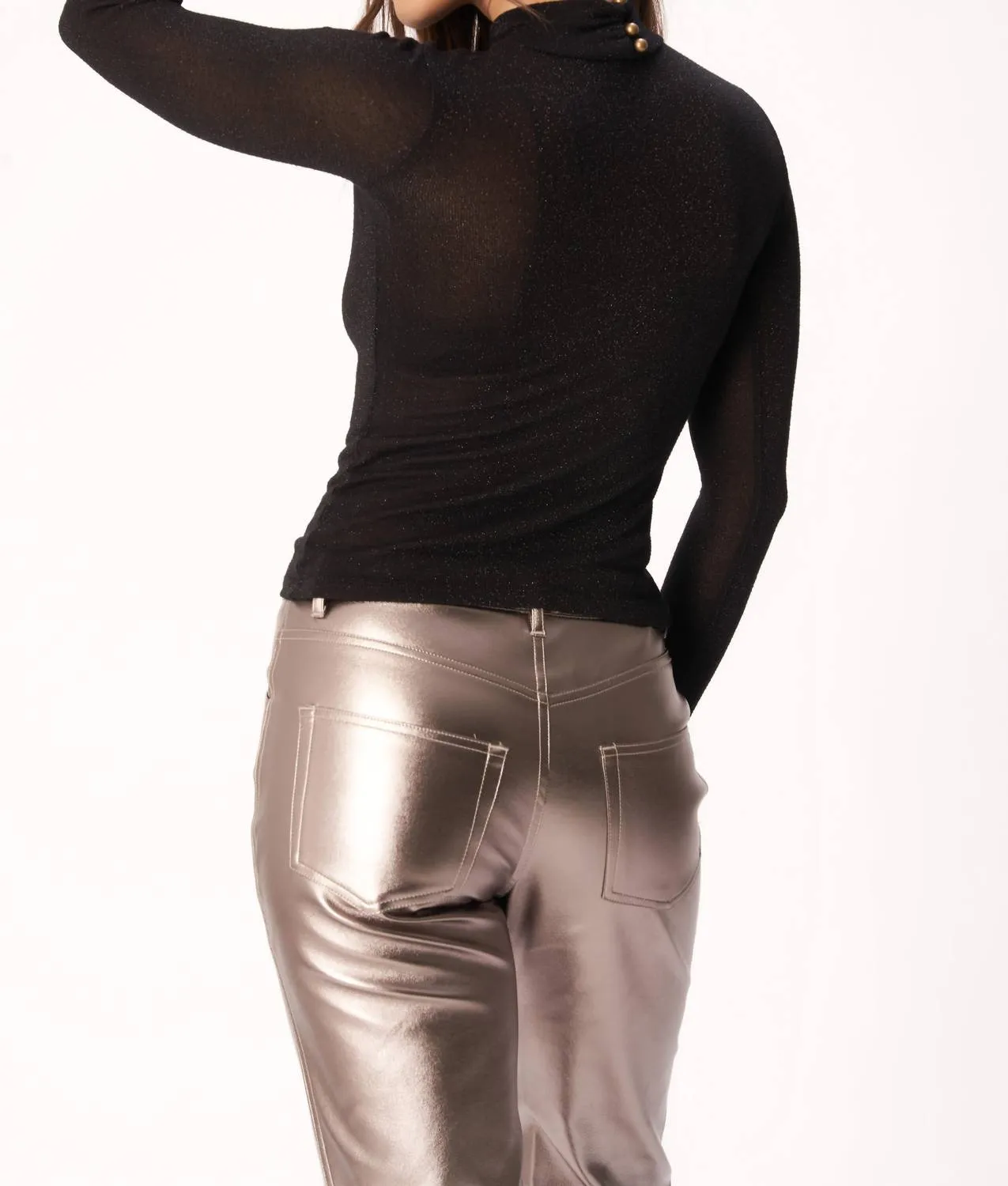 Lights Out Lurex Mock In Black W/lurex