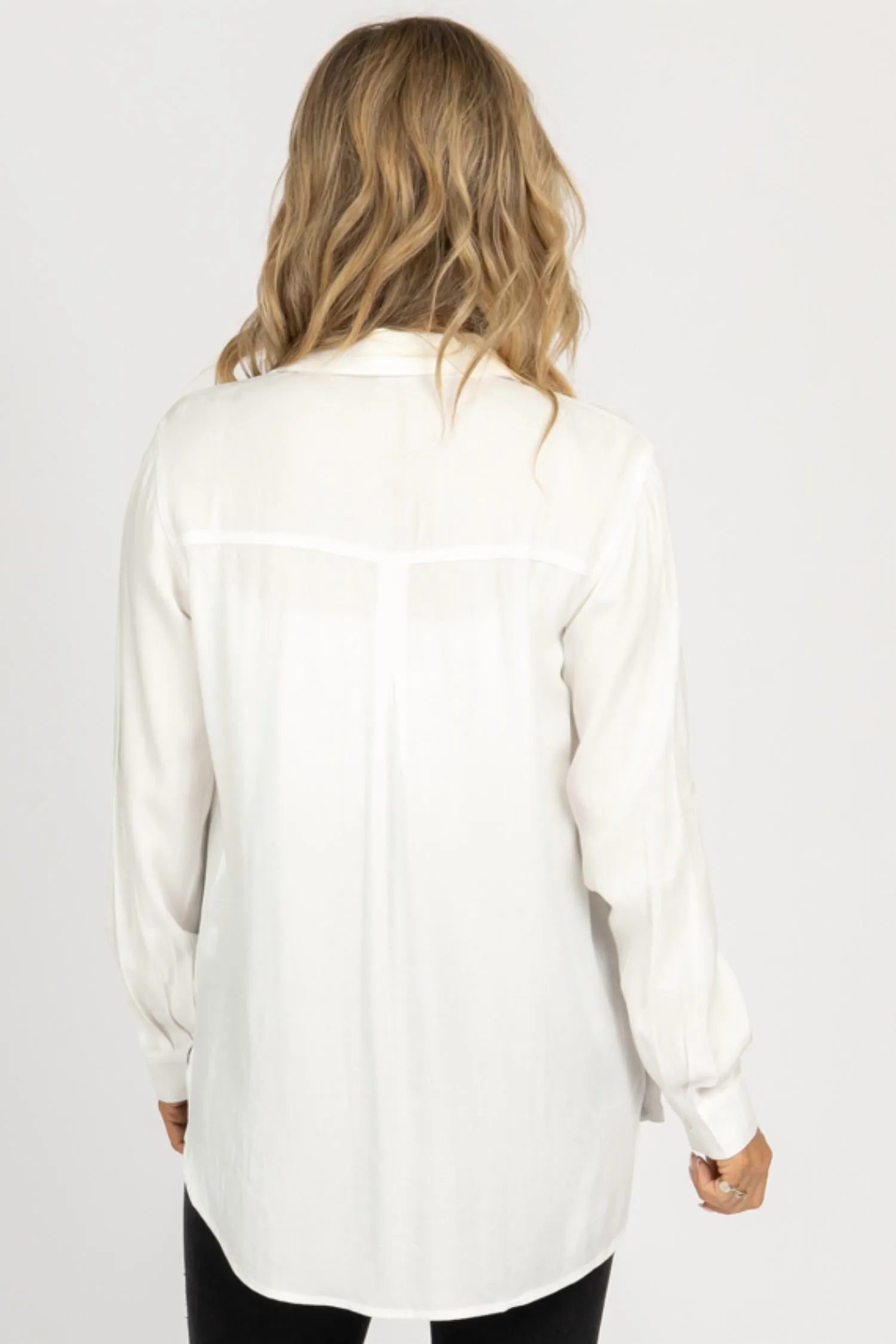 Lightweight Button Front Blouse In Ivory