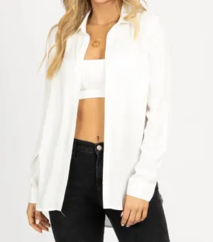 Lightweight Button Front Blouse In Ivory