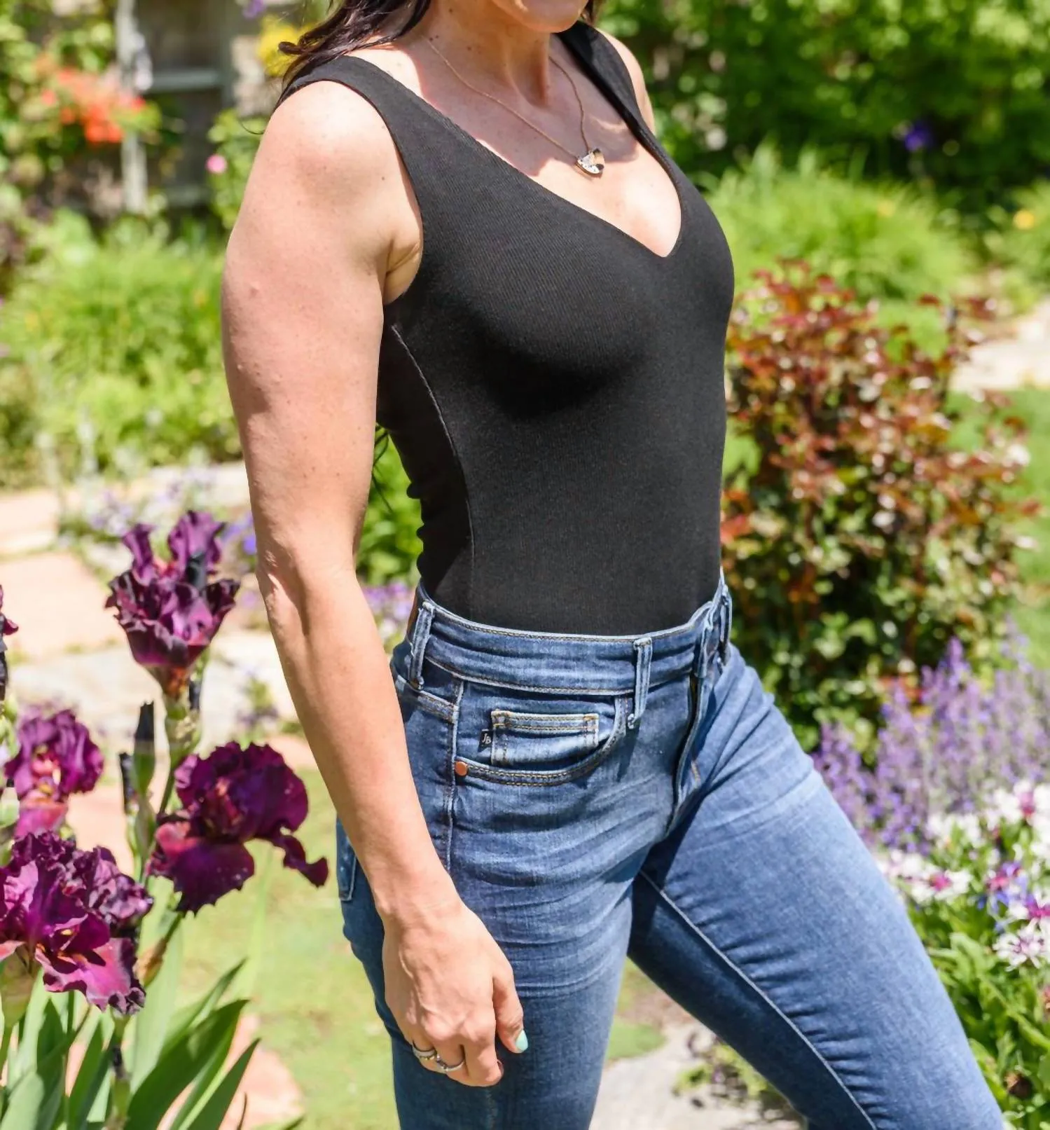 Live To Love Deep V Bodysuit In Black