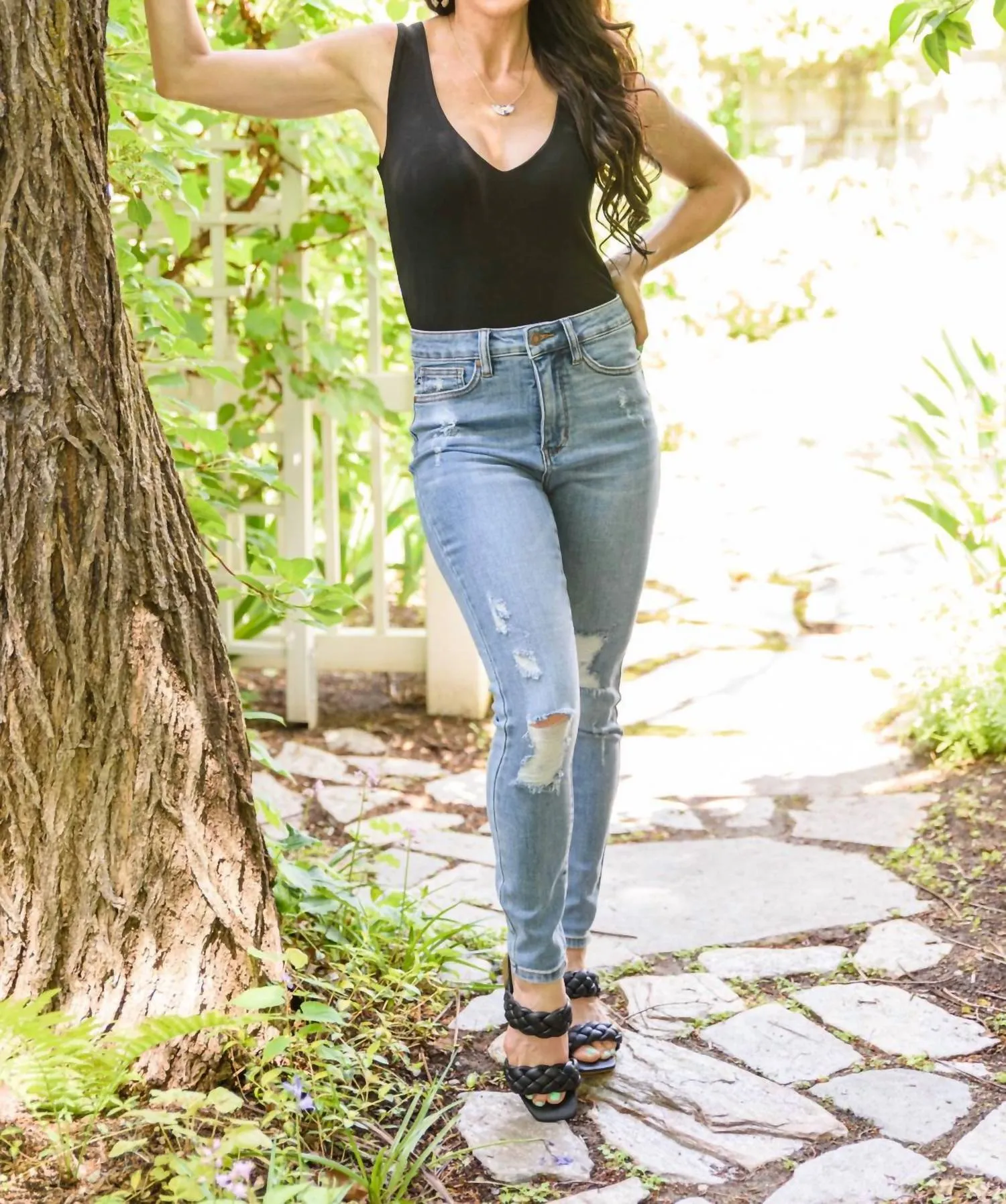 Live To Love Deep V Bodysuit In Black