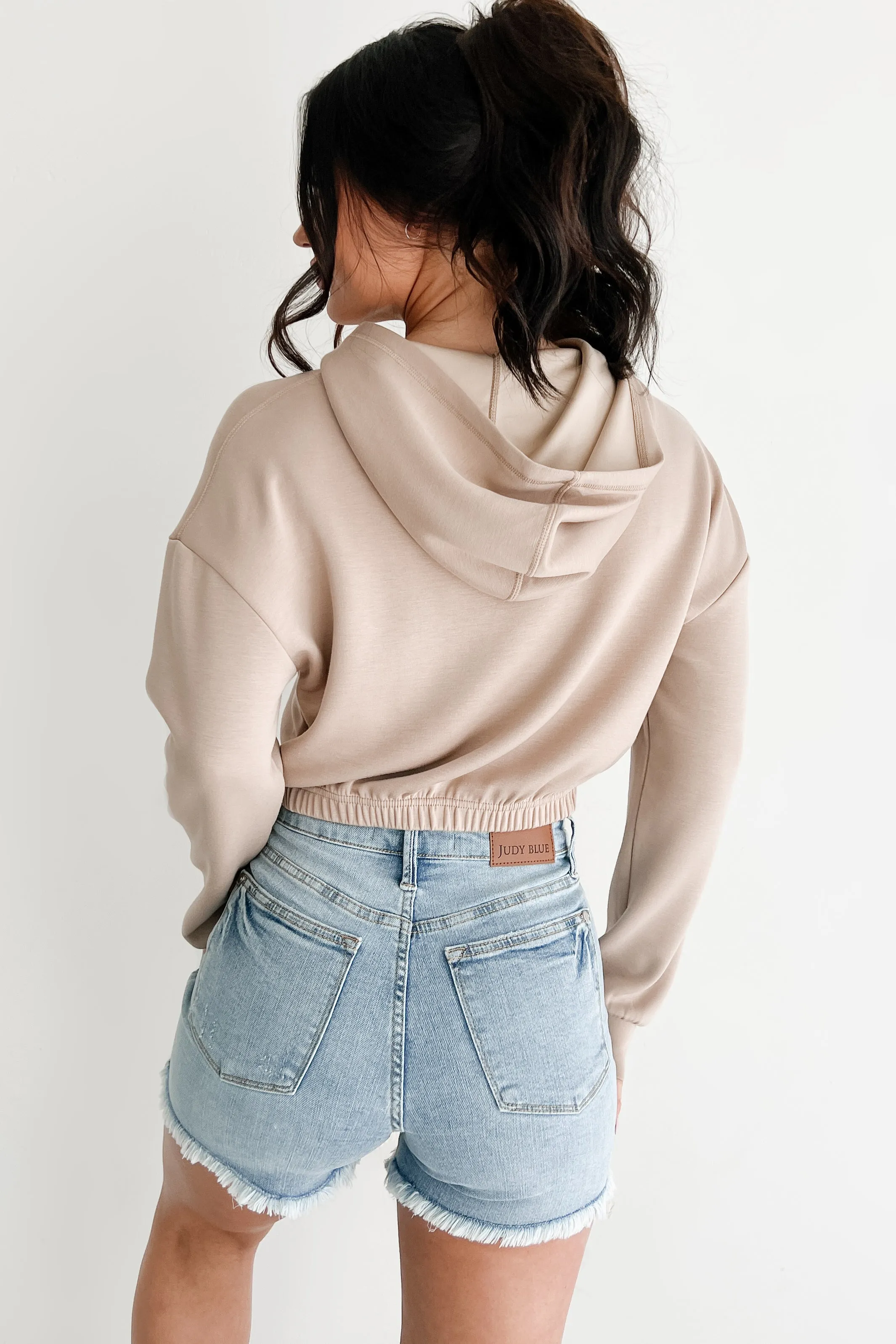 Living In Peace Cropped Hoodie (Taupe)