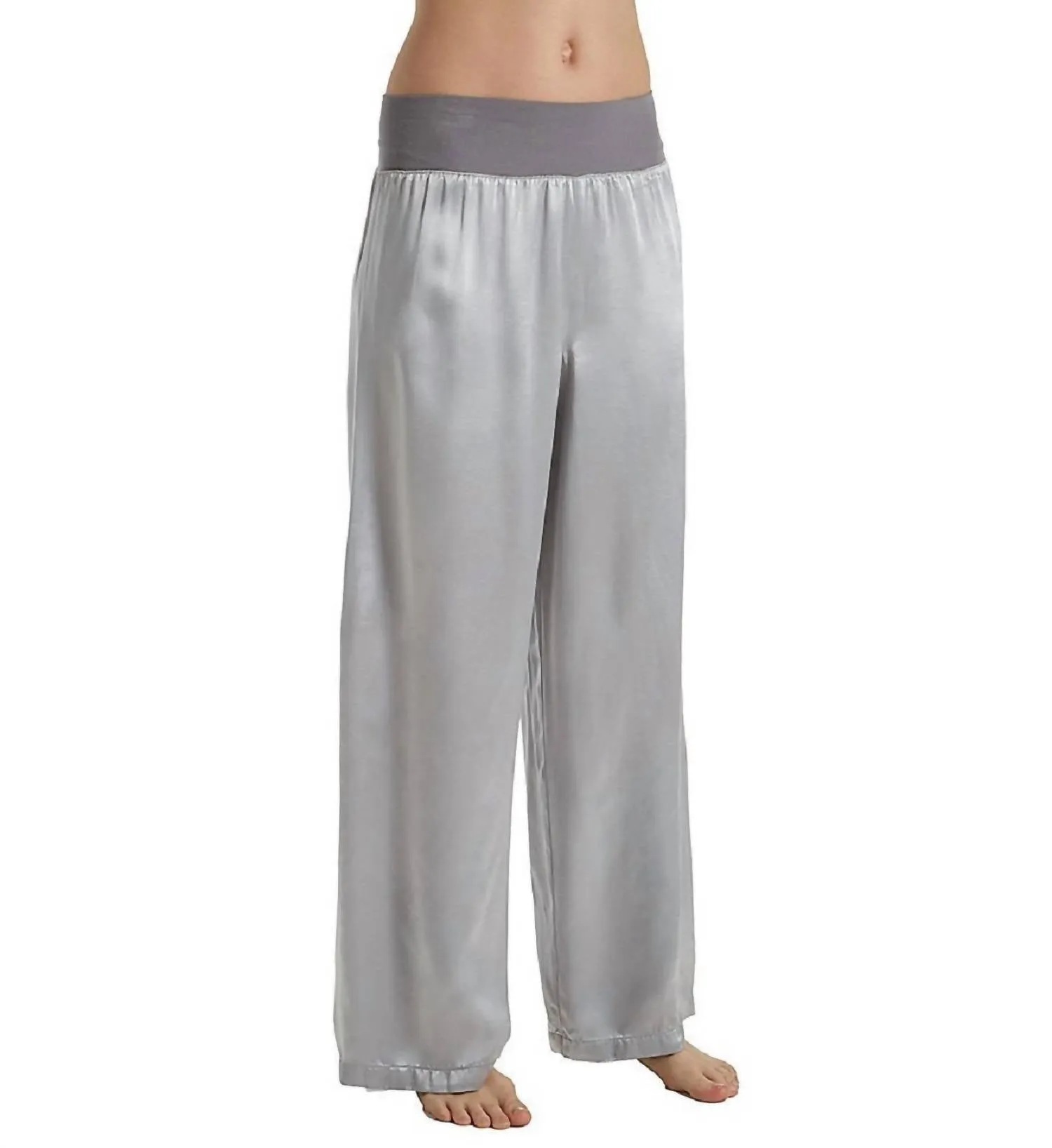 Lola Satin Pant In Dark Silver