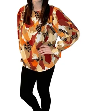 Long Sleeve Blouse In Brown