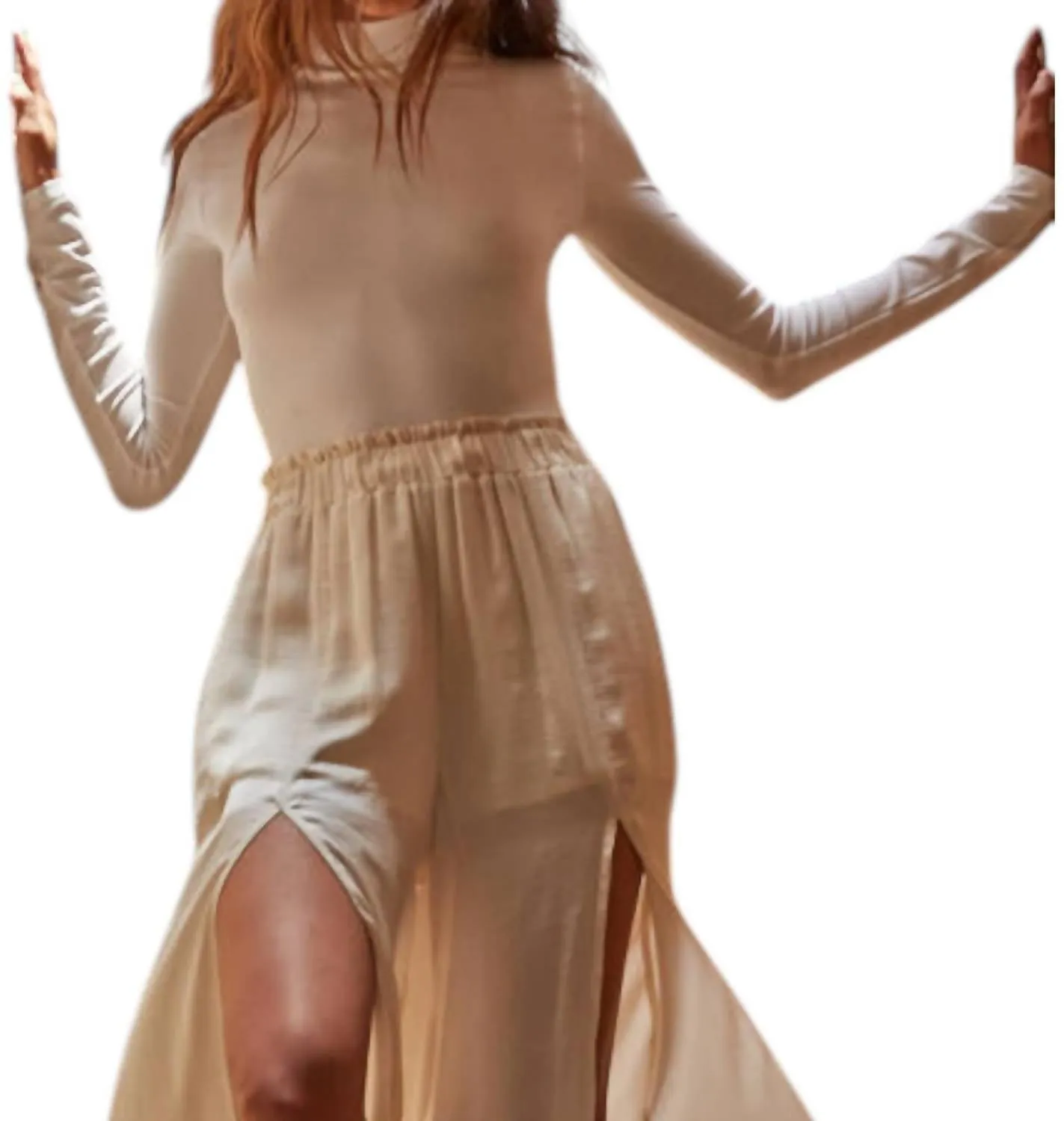 Long Sleeve Mock Neck Bodysuit In White