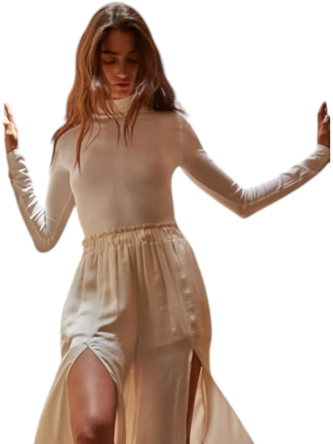 Long Sleeve Mock Neck Bodysuit In White