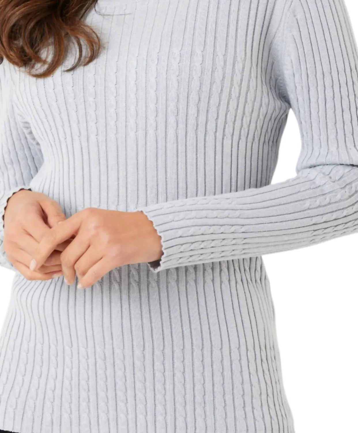 Long Sleeve Round Neck Top In Slate