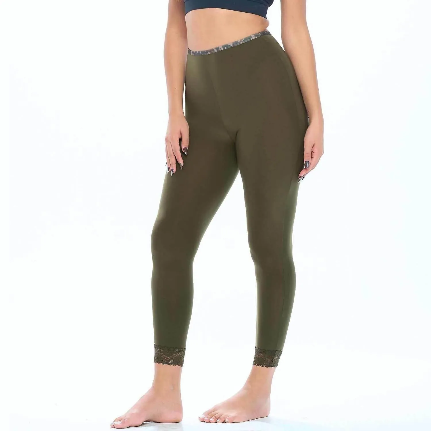 Long Underwear Leggings In Olive