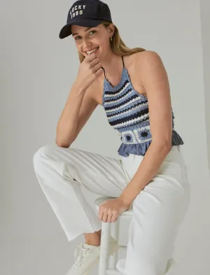 Lucky Brand Womens Crochet Halter Top