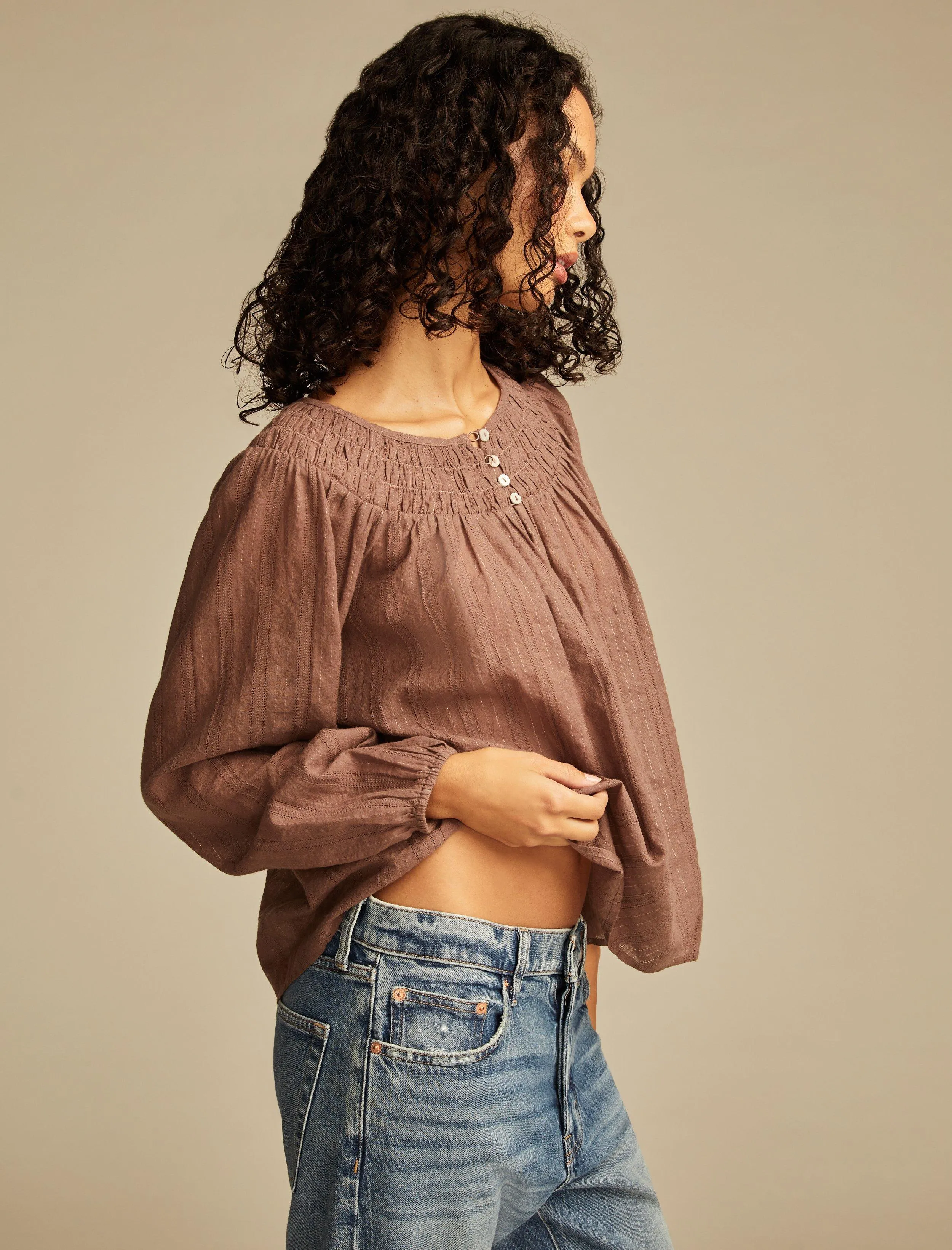 Lucky Brand Women's Easy Smocked Blouse