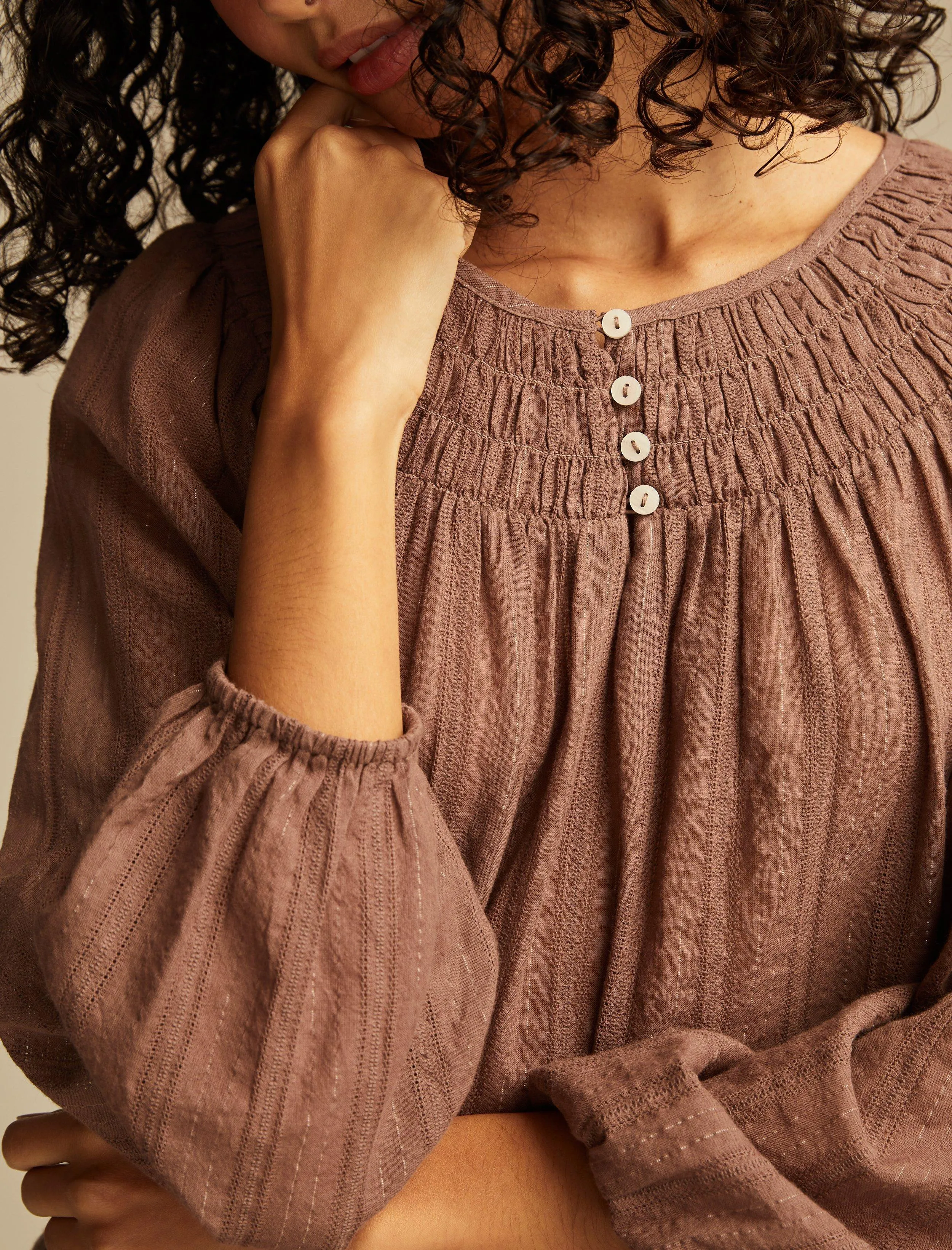 Lucky Brand Women's Easy Smocked Blouse