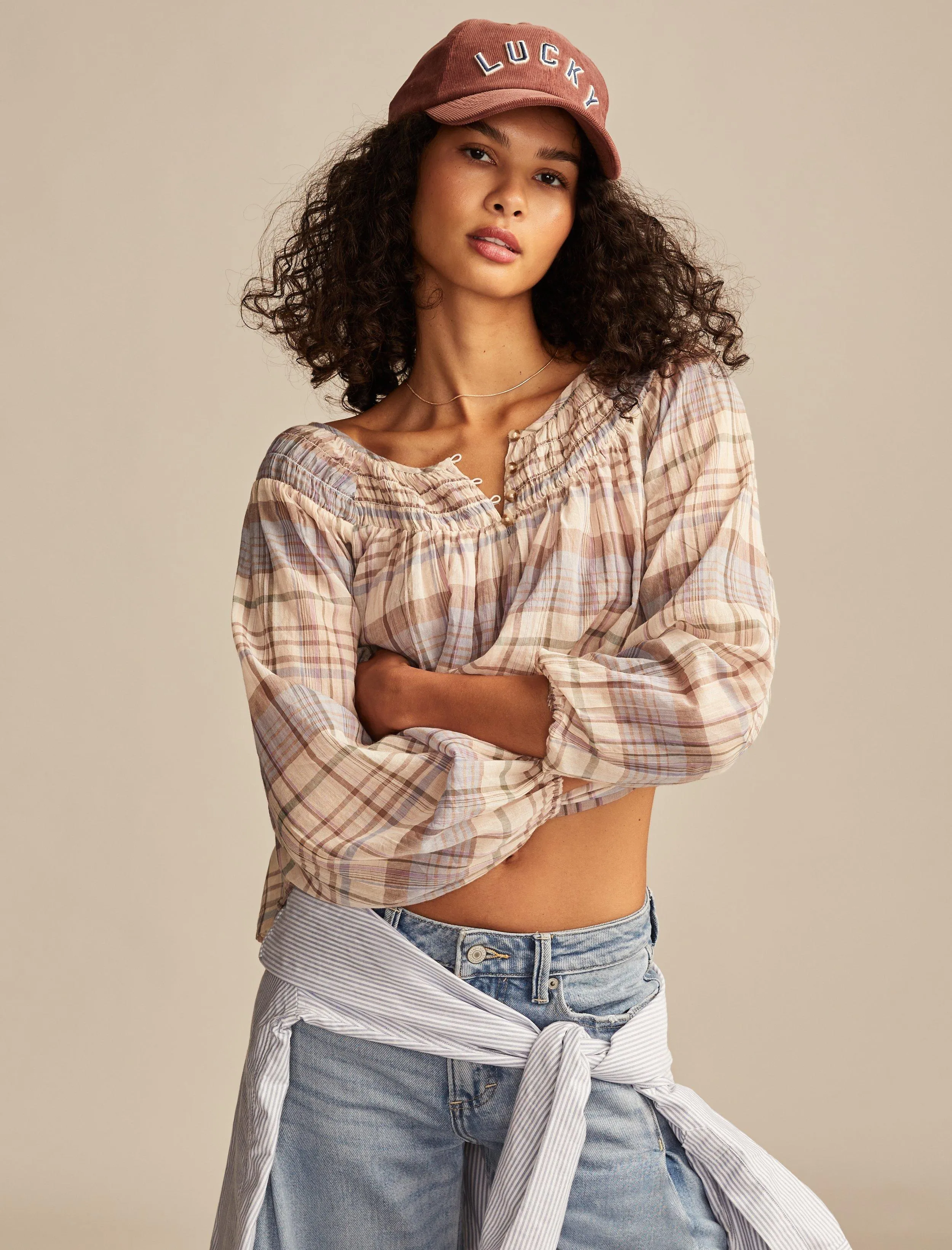 Lucky Brand Women's Easy Smocked Blouse