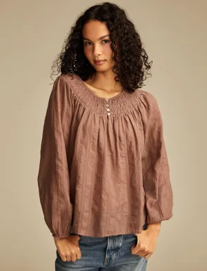 Lucky Brand Women's Easy Smocked Blouse