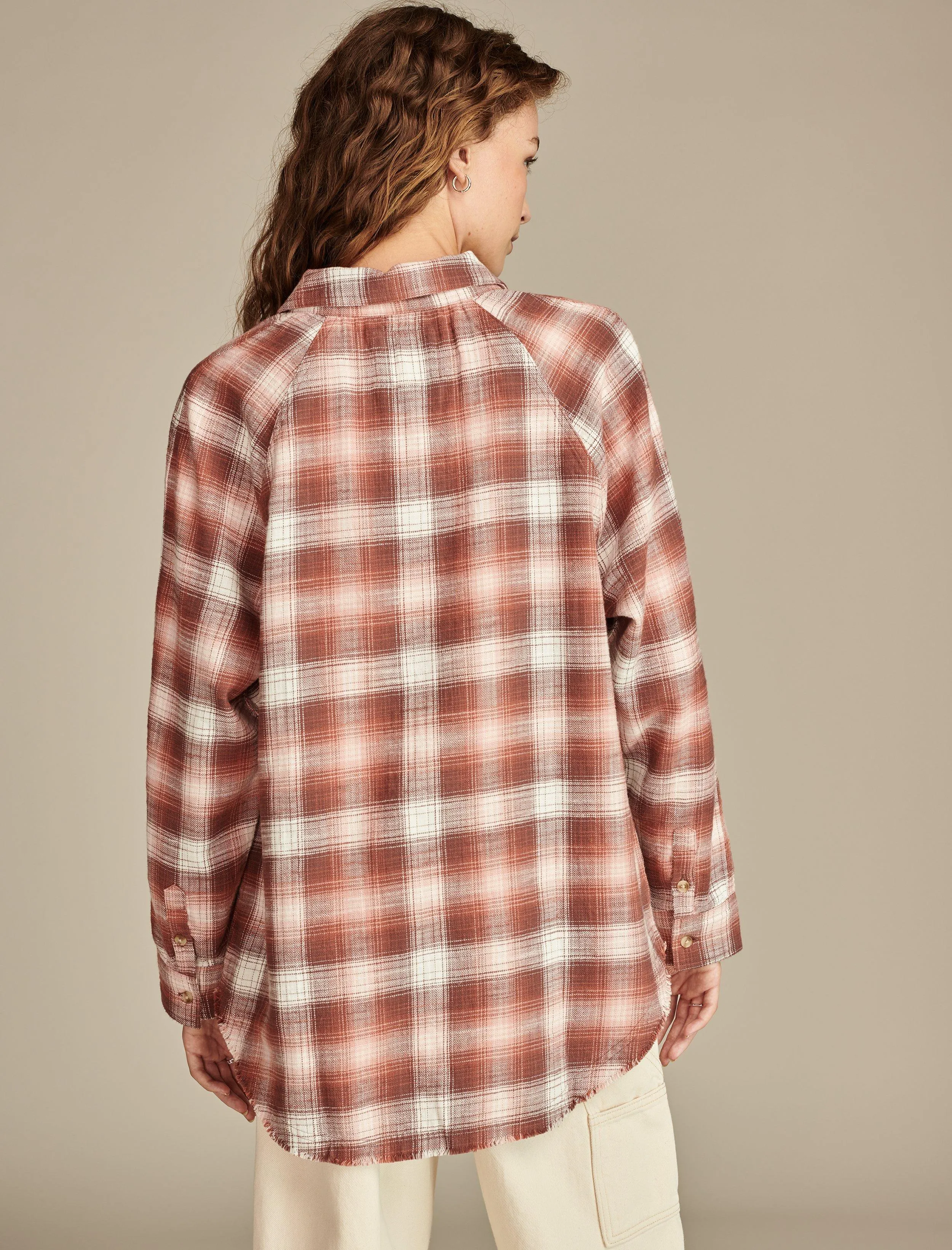 Lucky Brand Womens Tunic Plaid Shirt