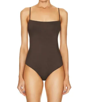 Luxe Knit Strappy Bodysuit In Espresso