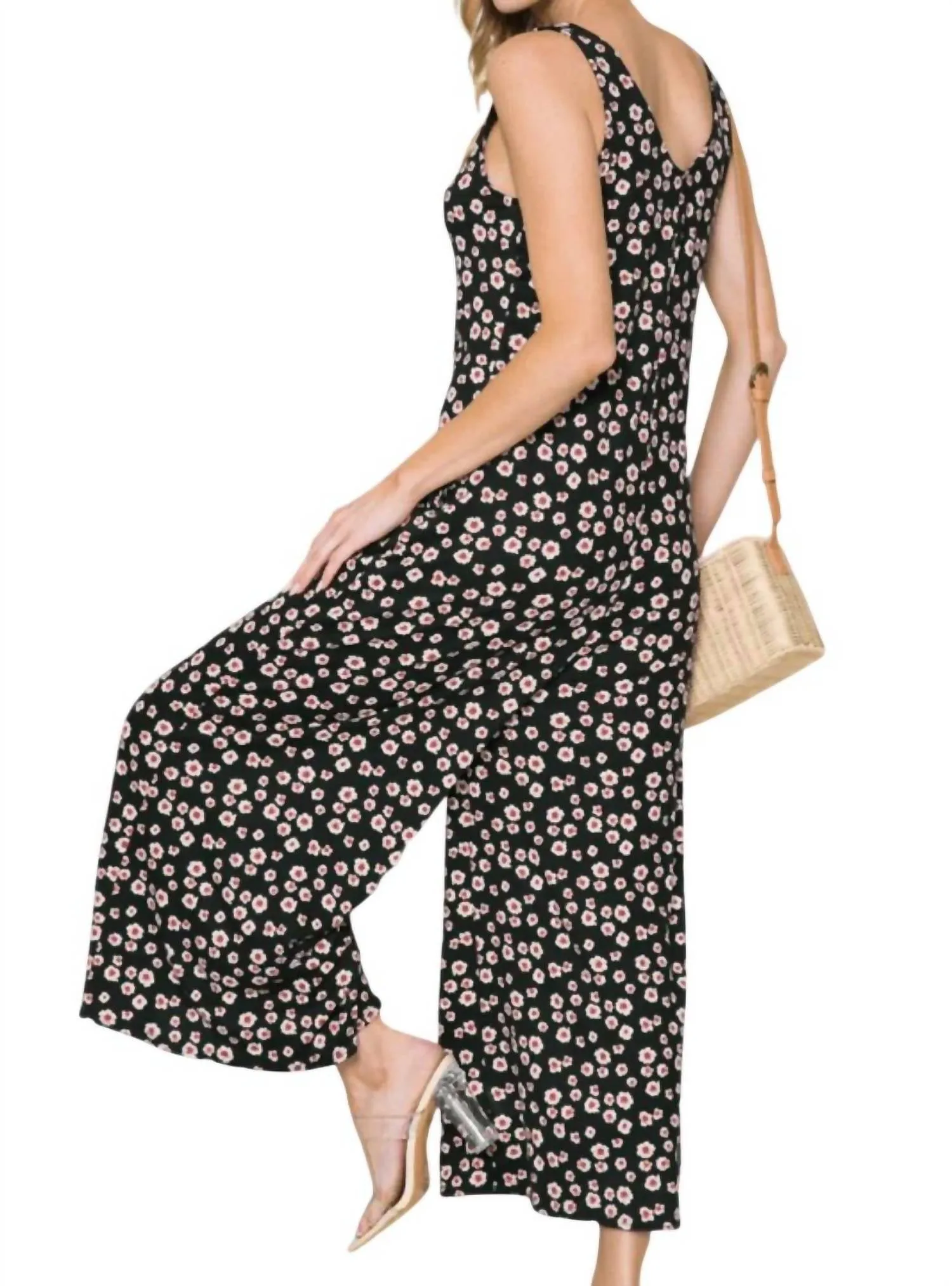 Maria Flower Power Jumpsuit - Plus In Black