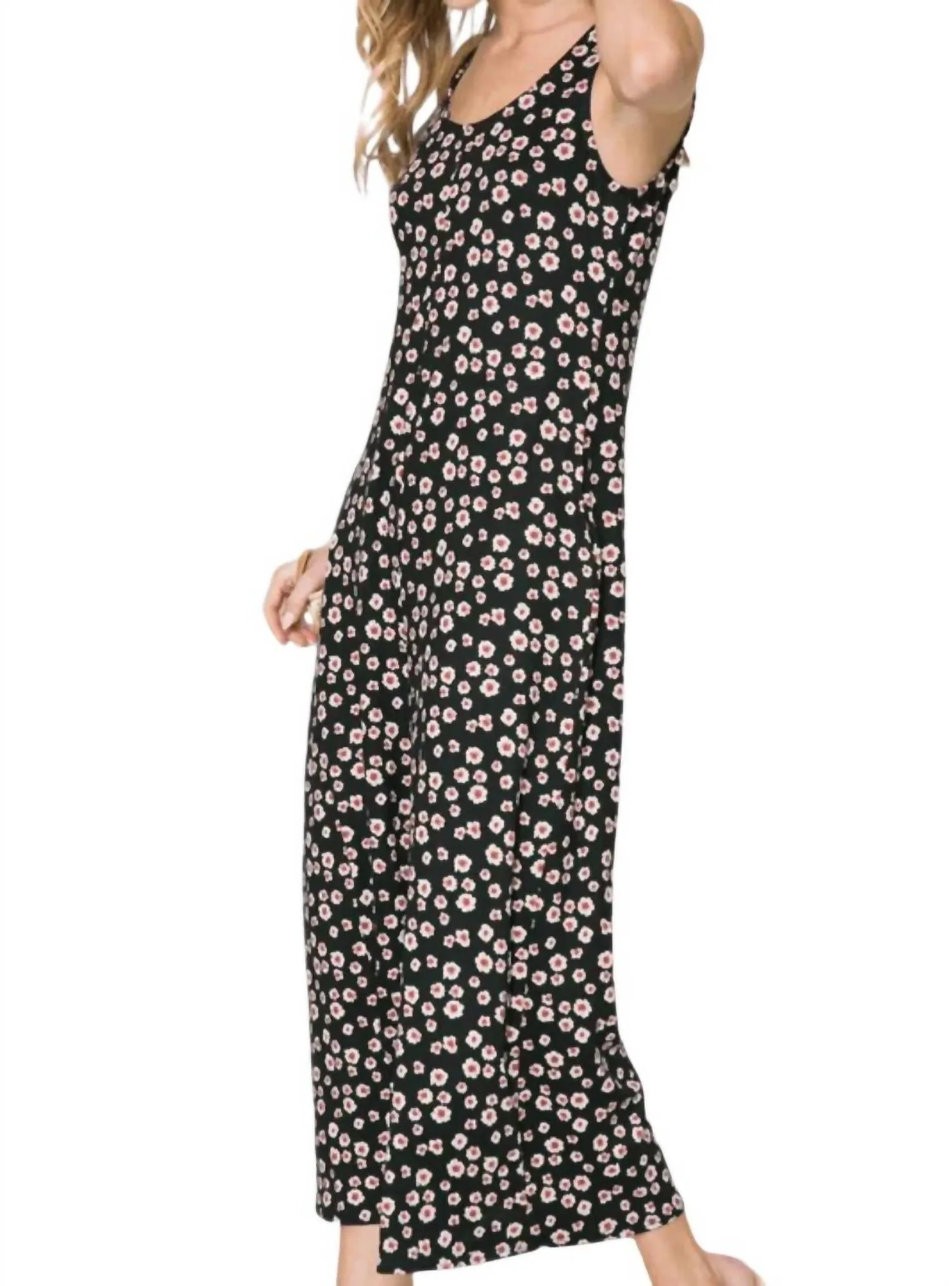 Maria Flower Power Jumpsuit - Plus In Black