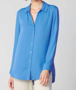 Marion Longssleeve Spread Collar Button Down Shirt In Azure Blue