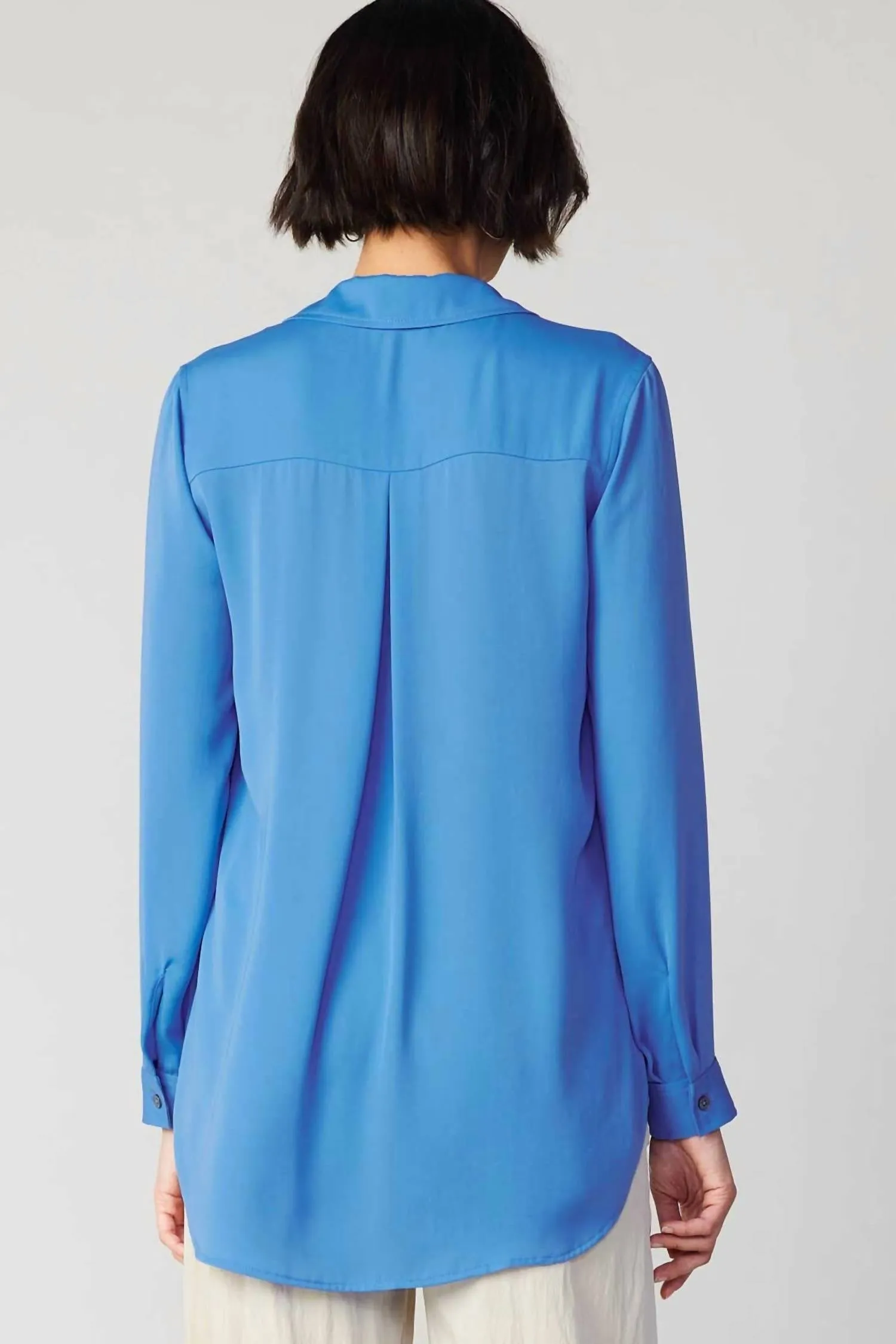 Marion Longssleeve Spread Collar Button Down Shirt In Azure Blue