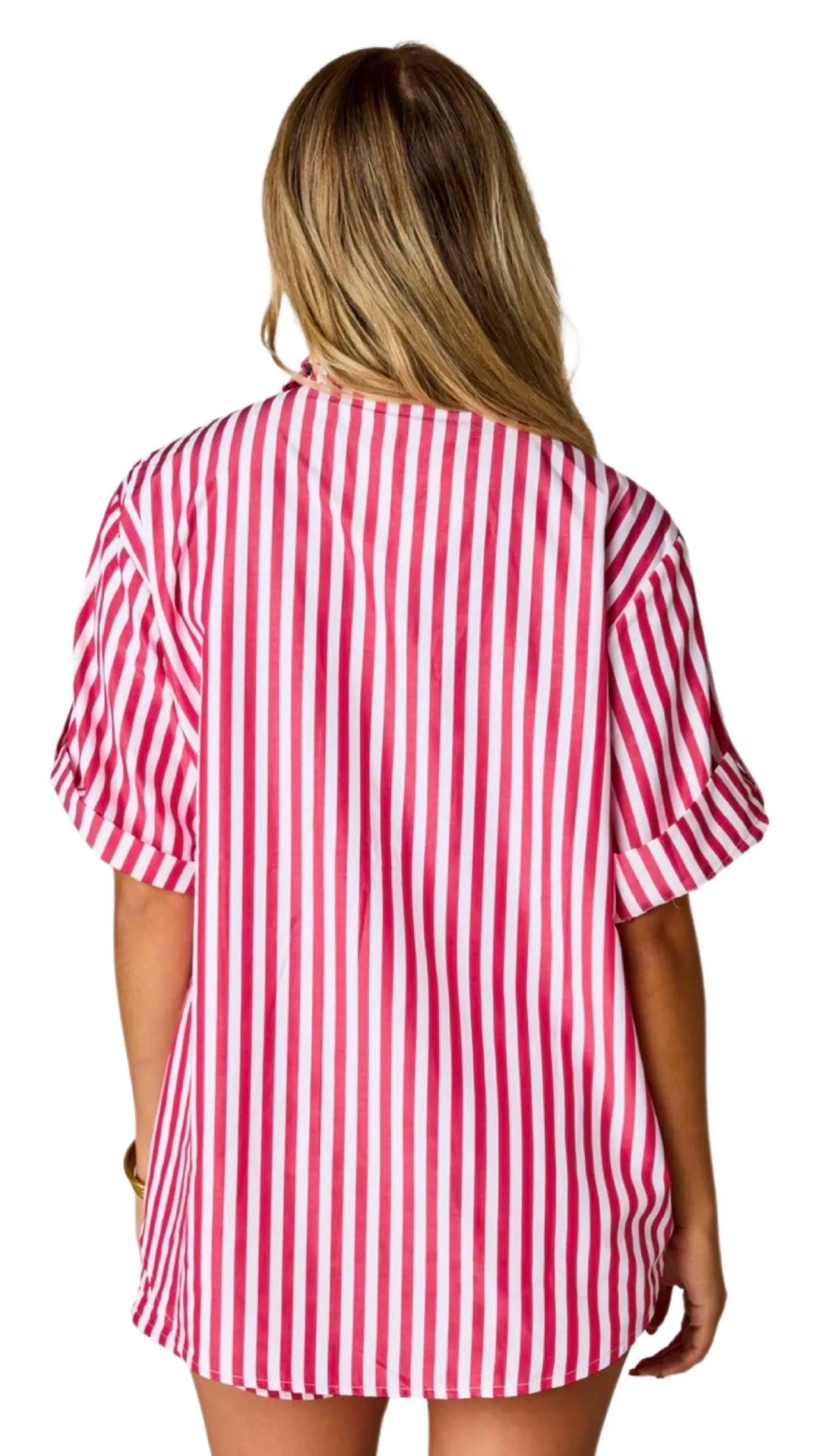 Martina Pajama Set In Red Stripe
