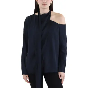 Matilda Womens Side Tie Manmade Blouse
