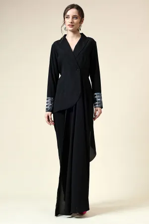 Metallic Embellished Black Blazer Co-Ord Set