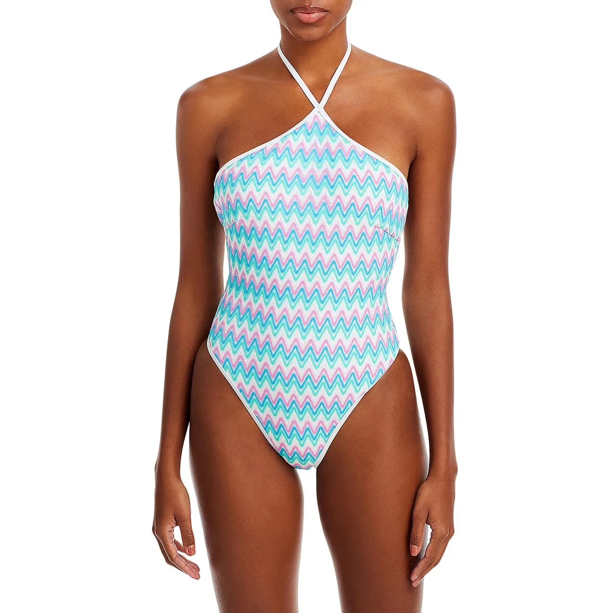 Mirabella Womens Crochet Halter One-Piece Swimsuit