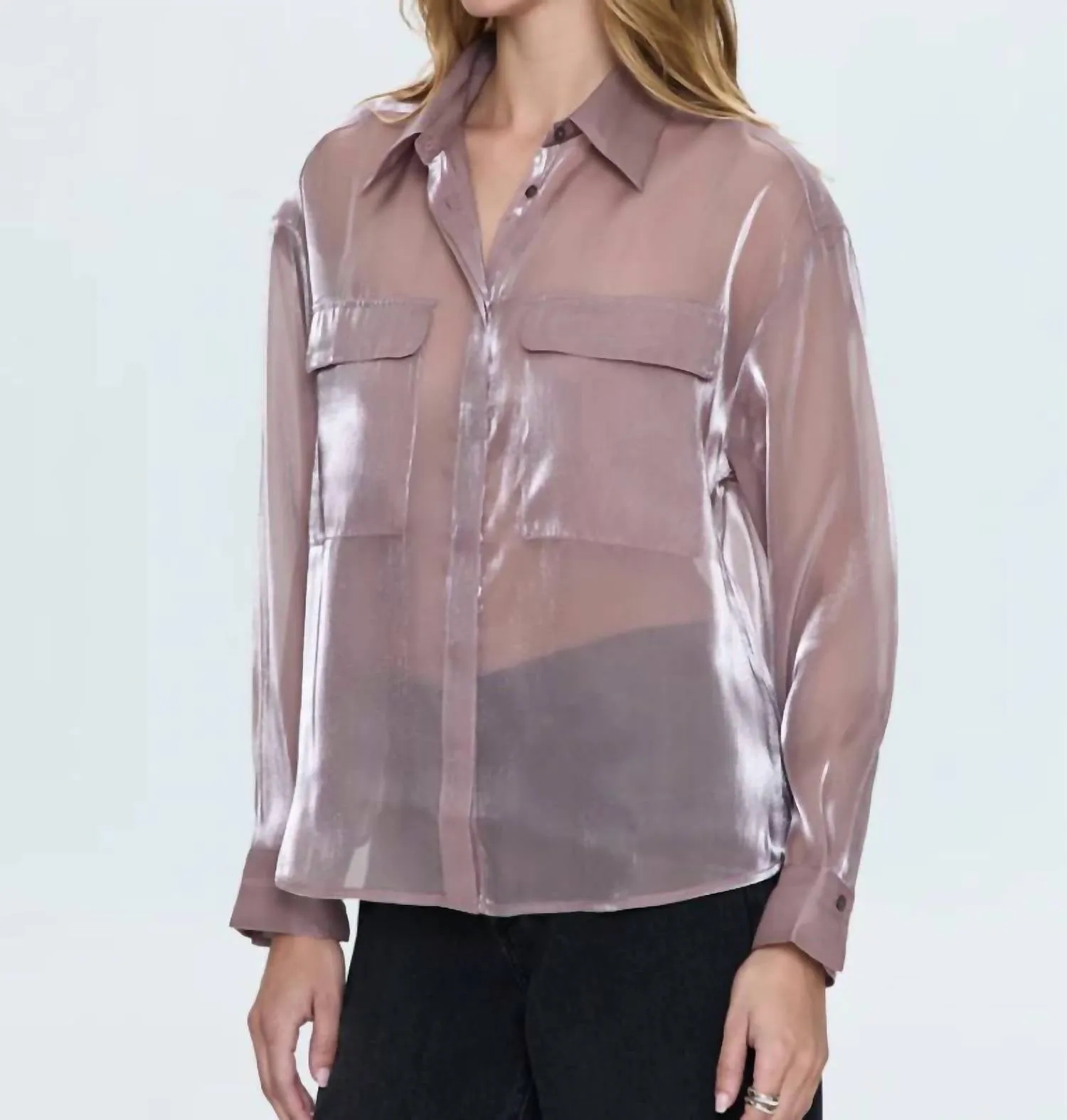 Miranda Sheer Organza Shirt In Sugar Plum