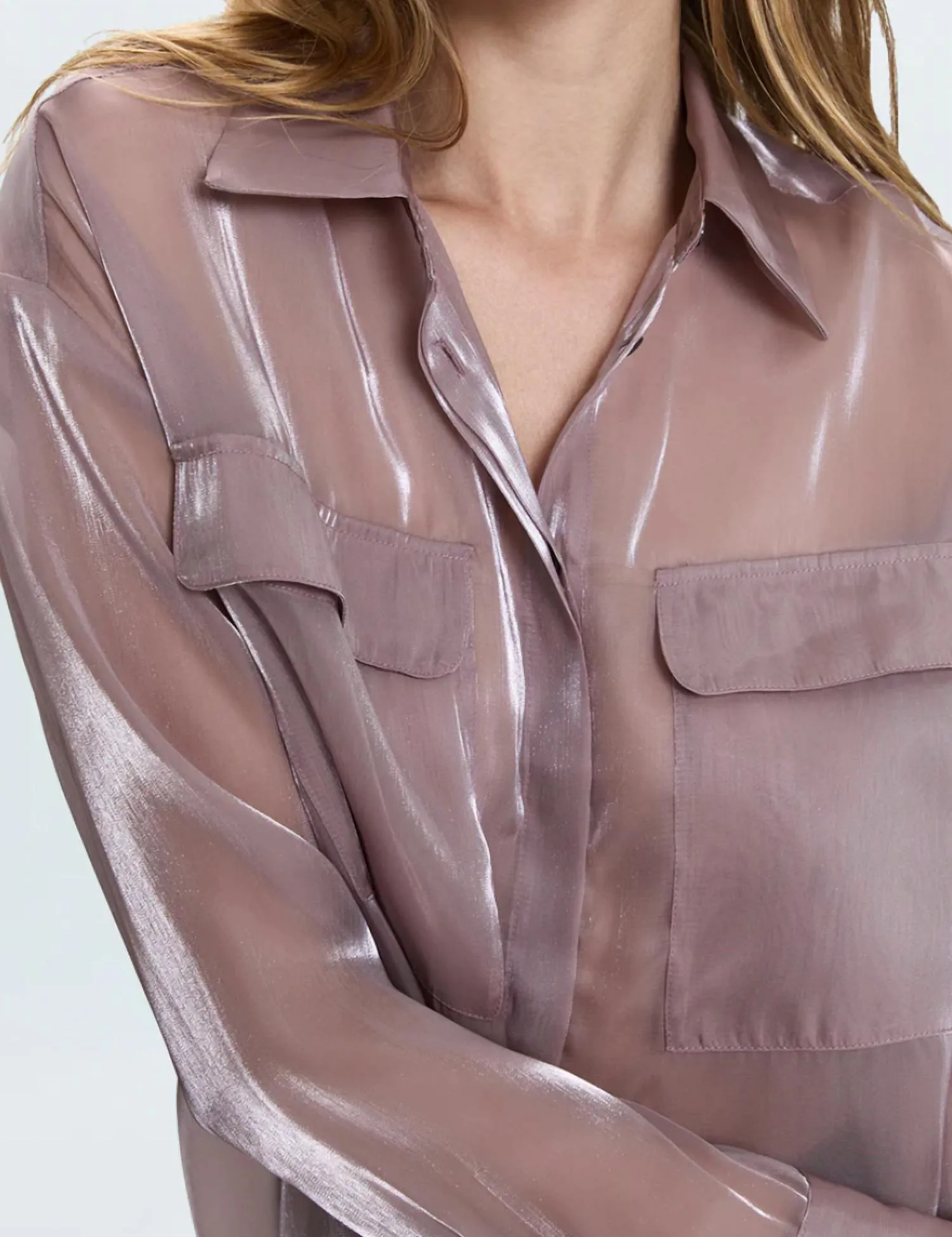 Miranda Sheer Organza Shirt In Sugar Plum