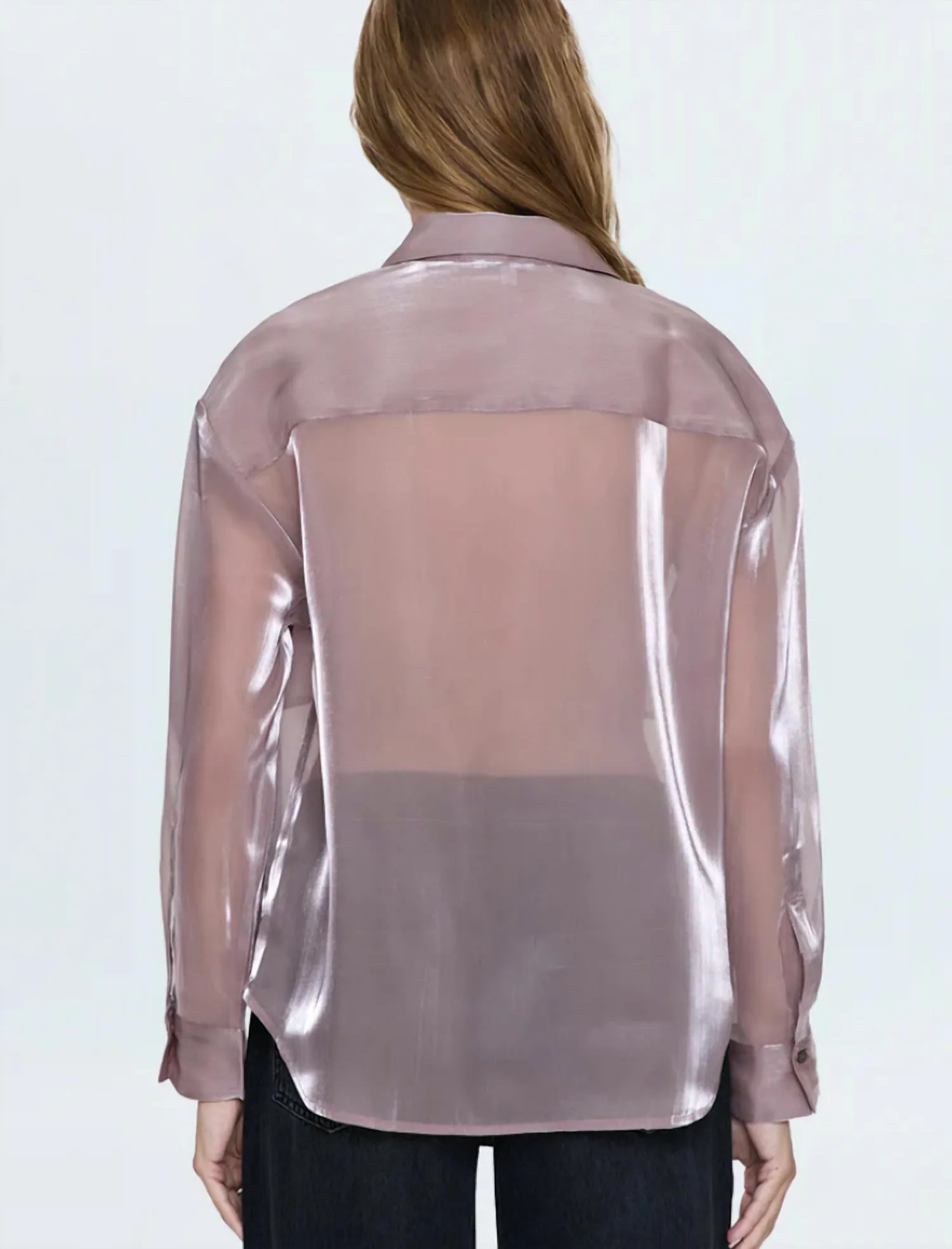 Miranda Sheer Organza Shirt In Sugar Plum