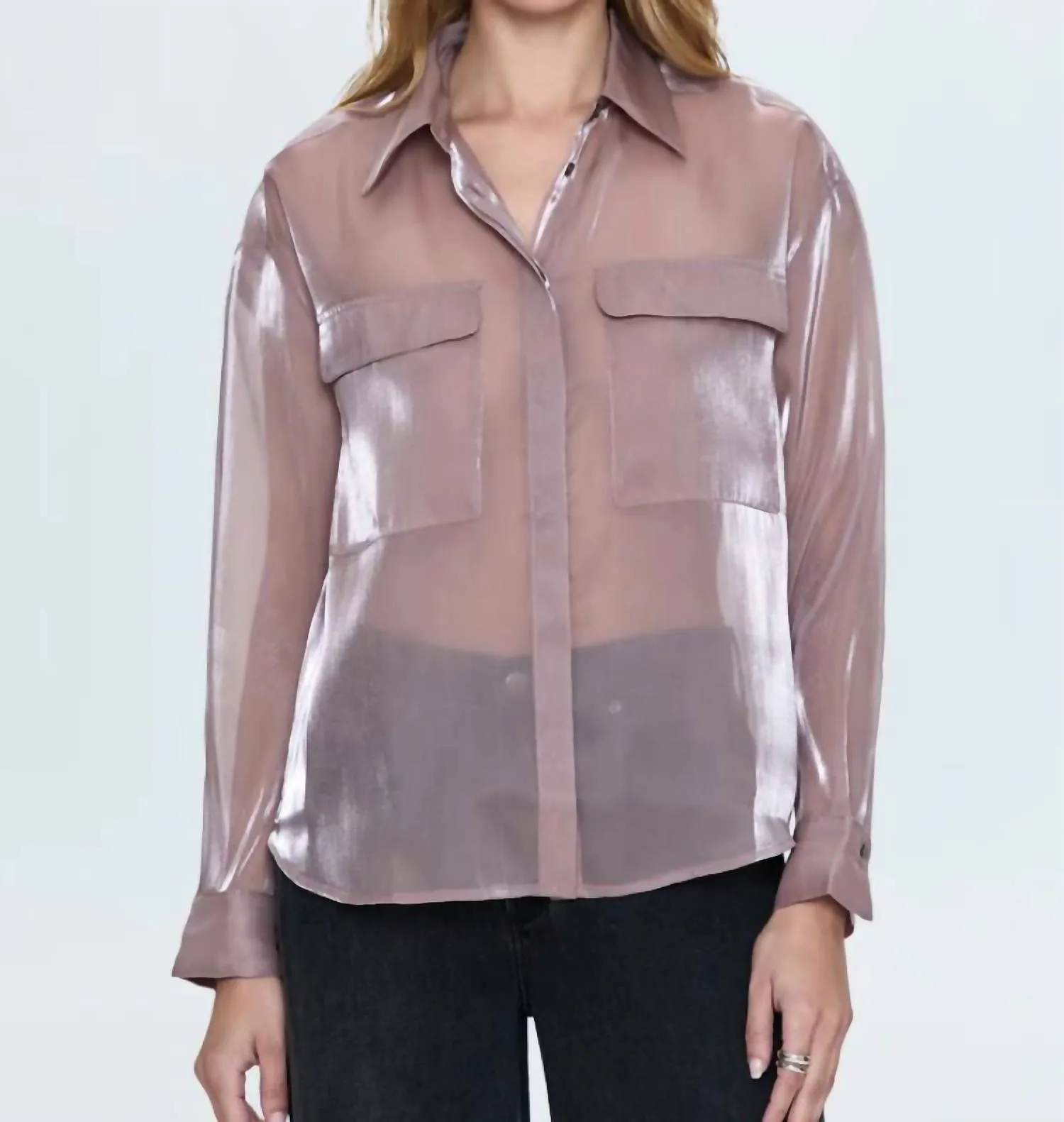 Miranda Sheer Organza Shirt In Sugar Plum