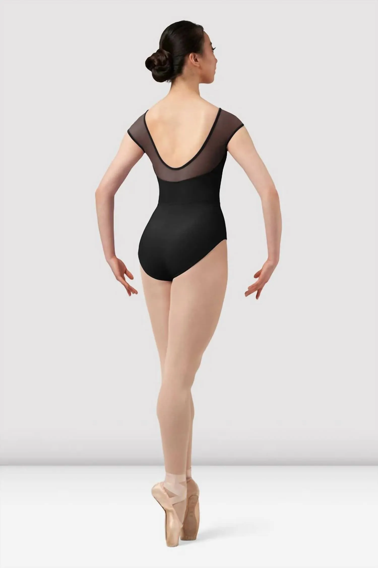 Mirella Chevron Boat Neck Leotard In Black