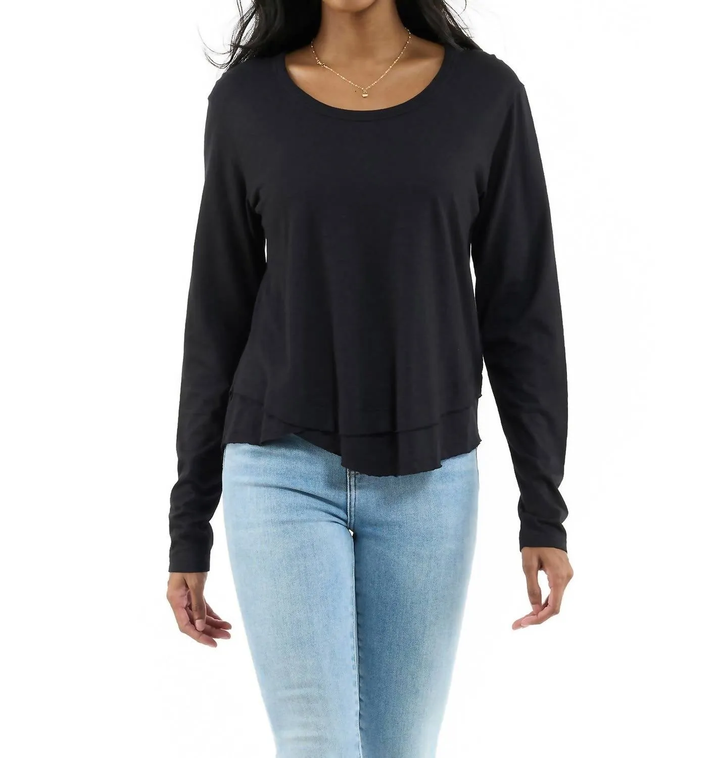 Mock Layer Long Sleeve In Black
