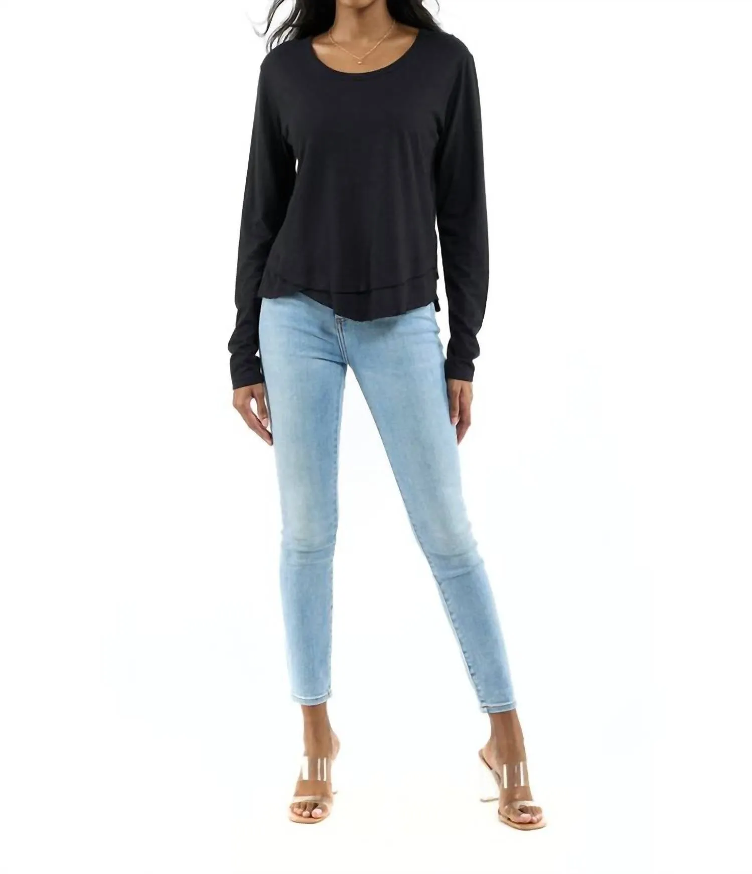 Mock Layer Long Sleeve In Black
