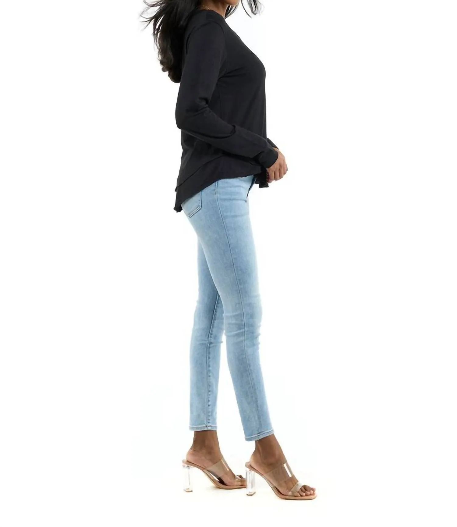 Mock Layer Long Sleeve In Black