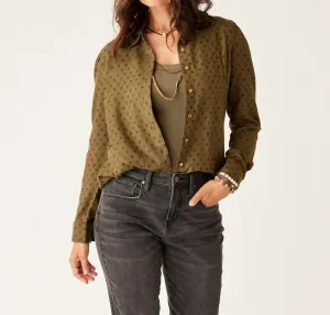 Nadia Twill Shirt In Fir Crosshatch