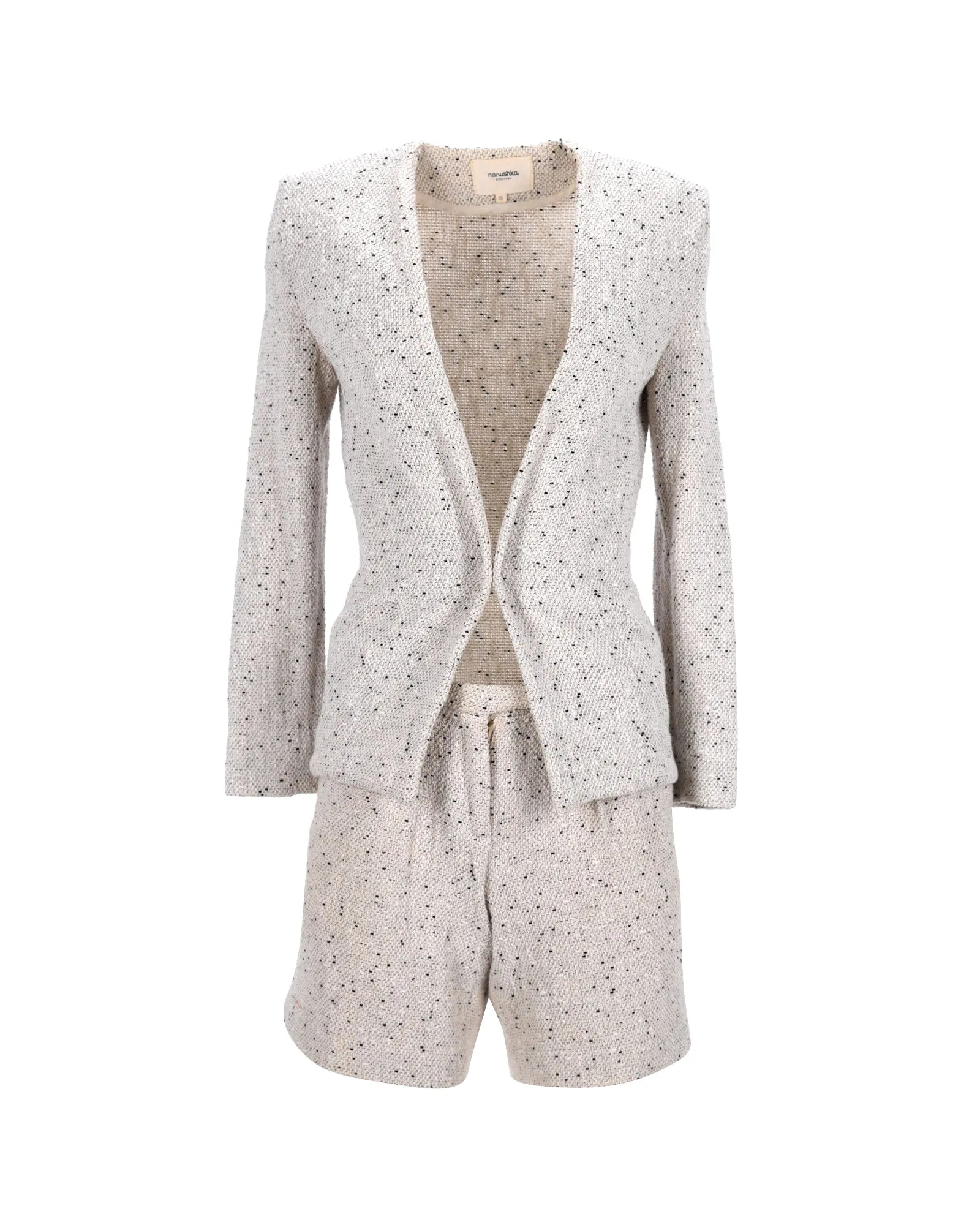 Nanushka Jacket and Shorts Set in Beige Cotton
