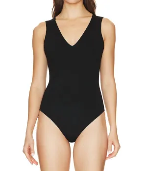 Neoprene Deep V Bodysuit In Black