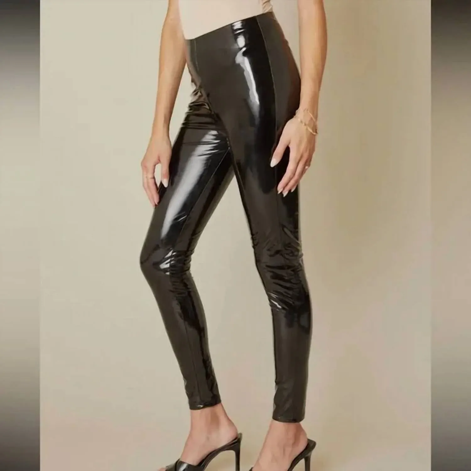 Nightlife Faux Leather Legging In Black