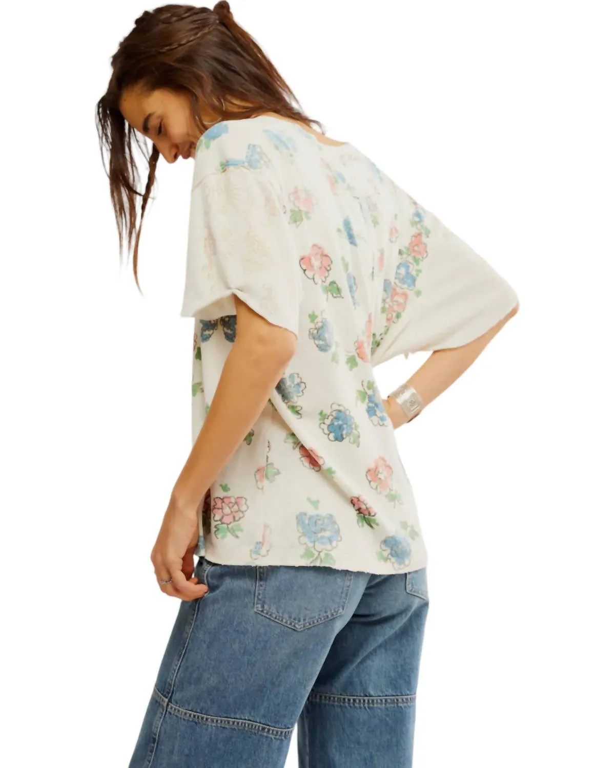 Nina Boheme Printed Tee In Ivory Combo