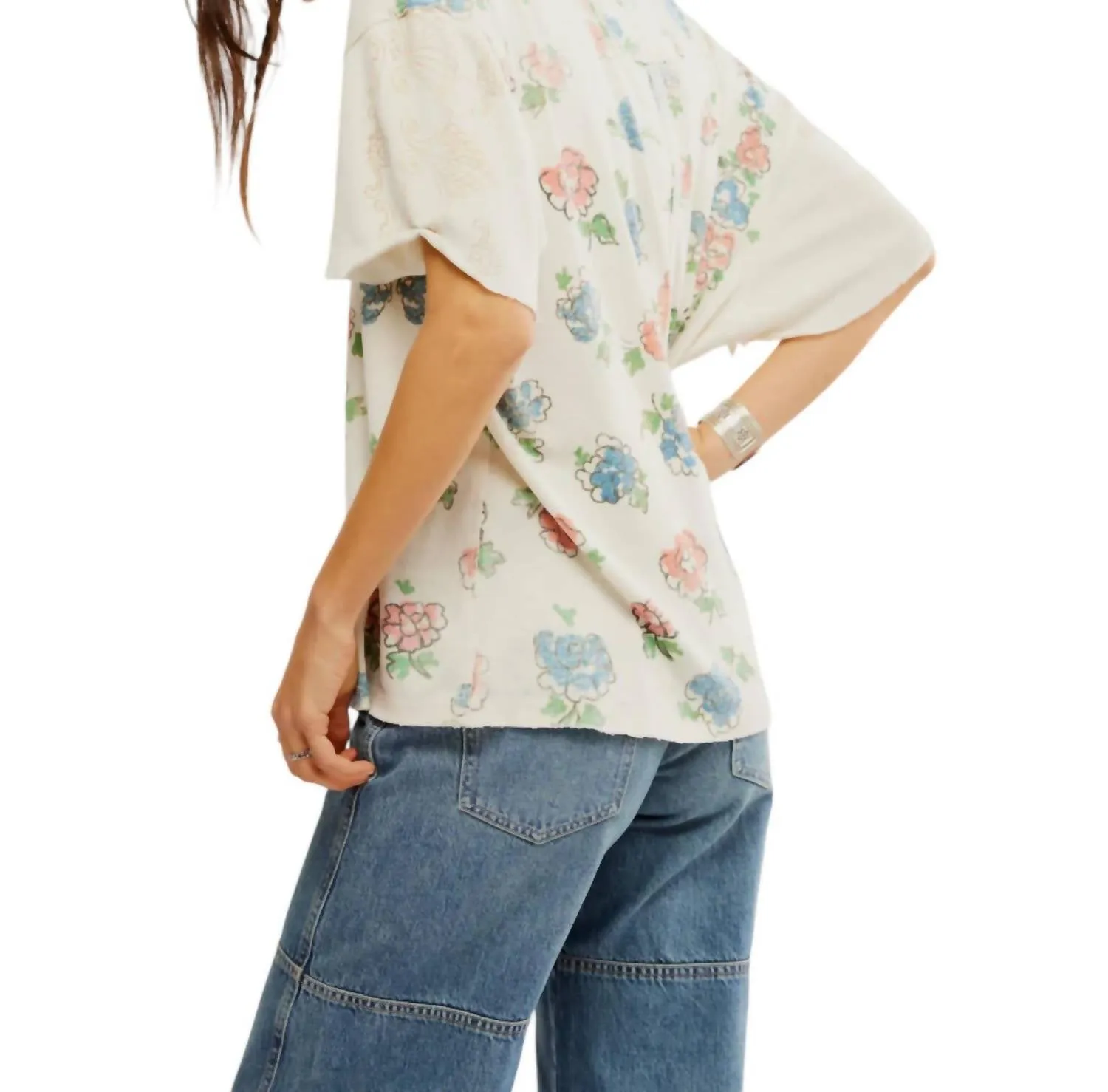Nina Boheme Printed Tee In Ivory Combo