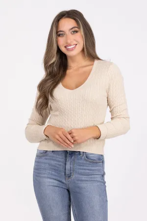 Not Just Anybody Women's Cable Knit Long Sleeve Top