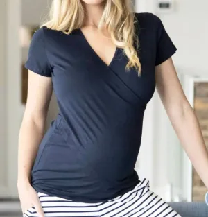 Nursing Top   Striped Pants Set In Navy