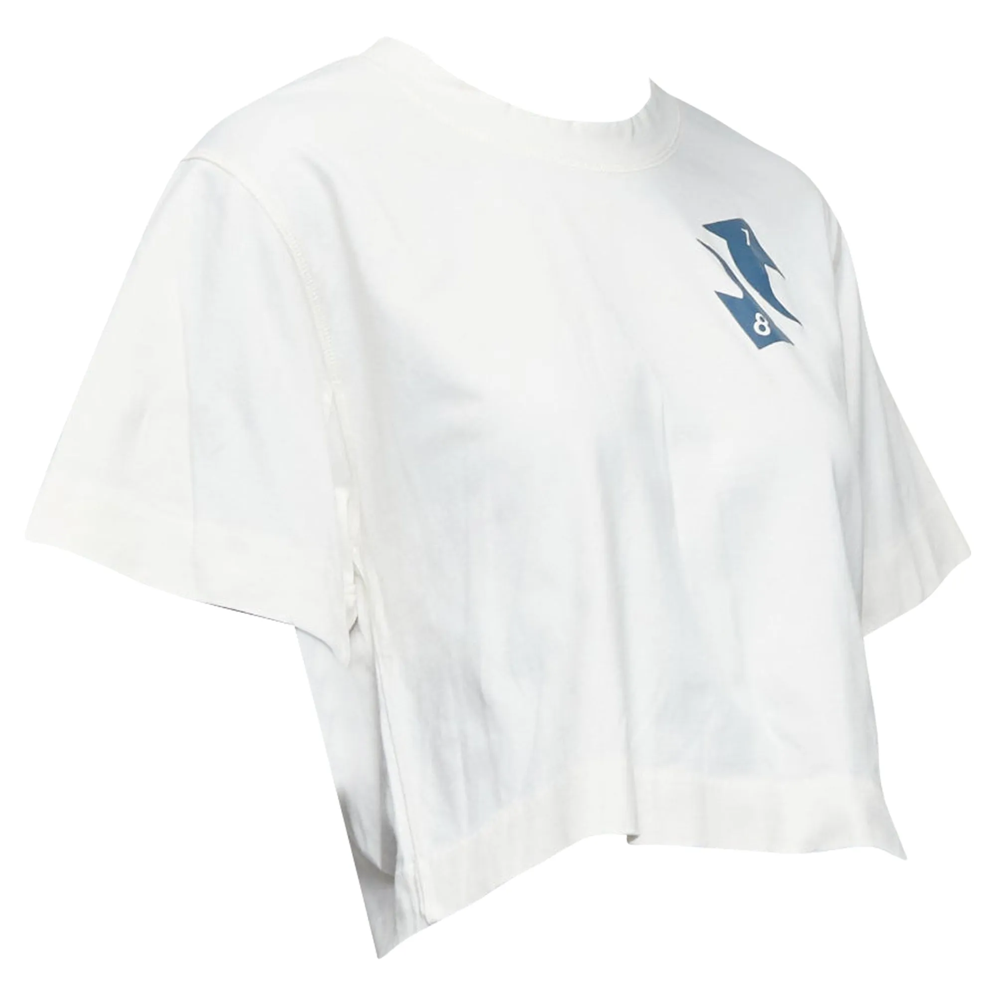 Off White Cotton Embroidered Logo Crop Tshirt