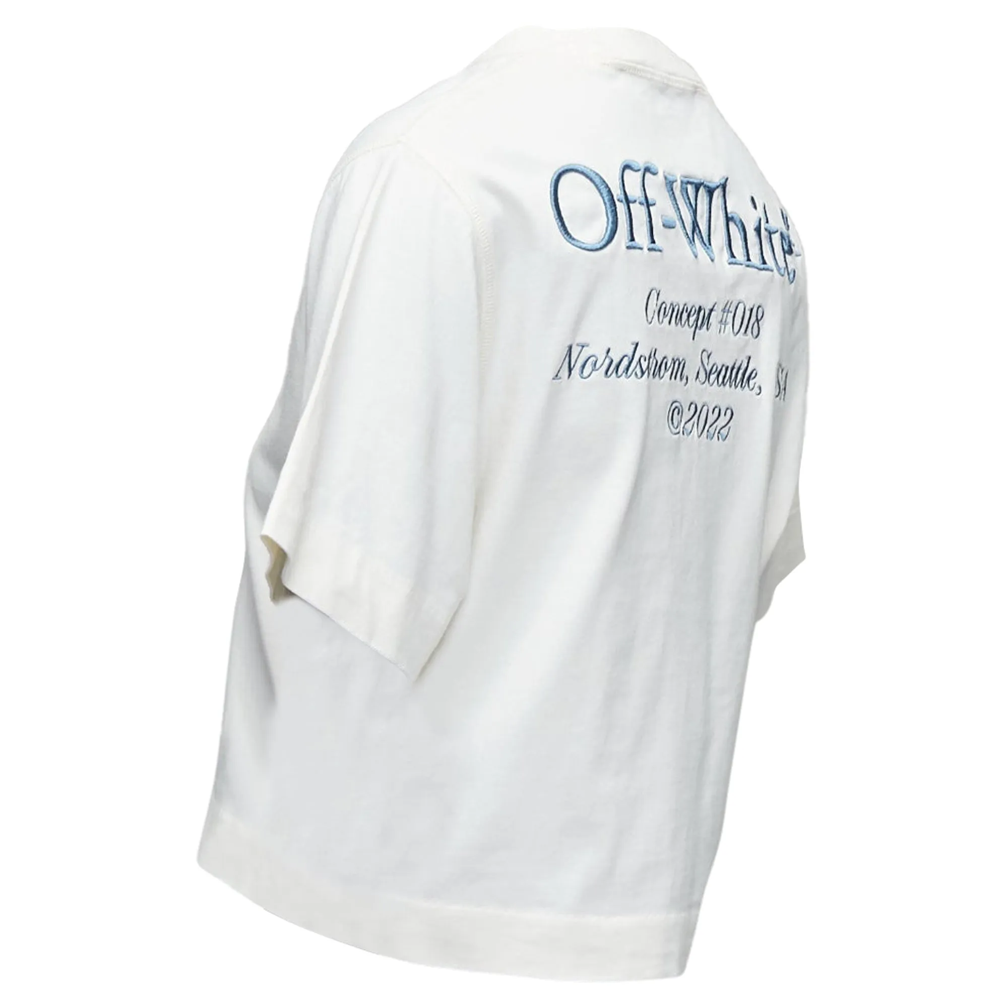 Off White Cotton Embroidered Logo Crop Tshirt