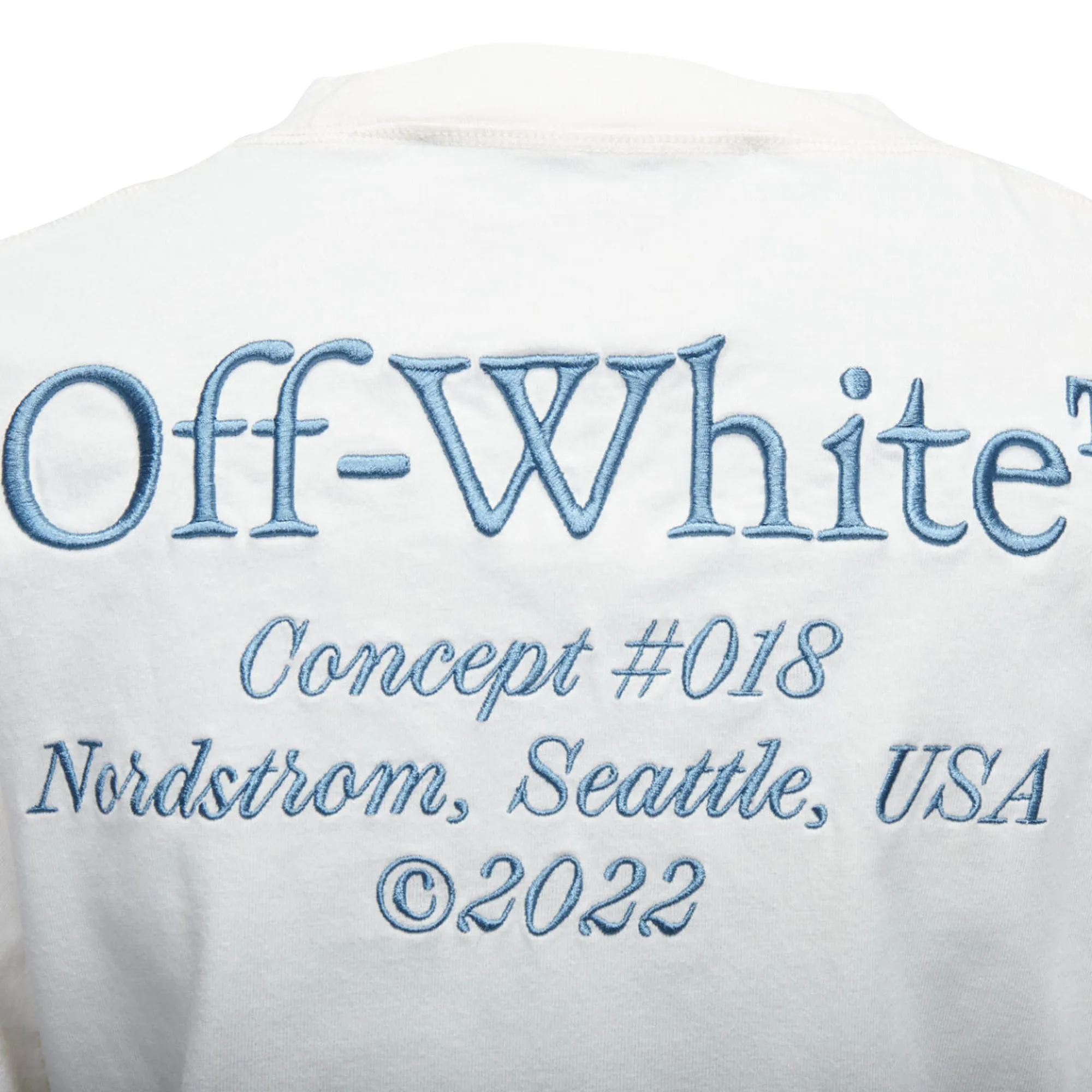 Off White Cotton Embroidered Logo Crop Tshirt
